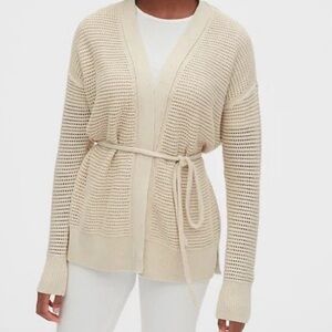 GAP Tie Front Cardigan Sweater in Anchorage Cream‎